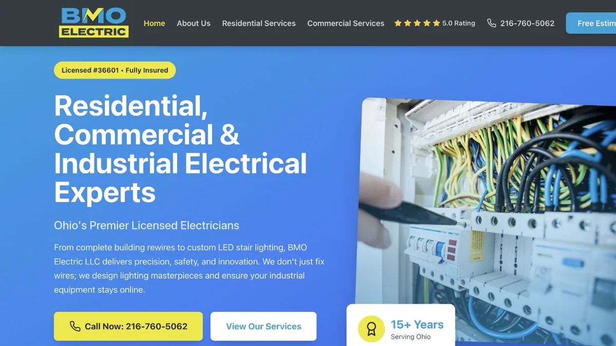 Screenshot of the BMO Electric website
